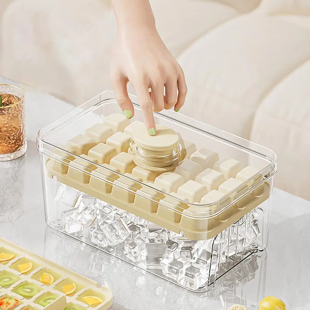 Party Ice Cube Maker Double Layer Ice Cube Tray with Lid Storage Box Easy-release Mold with Scoop Bpa-free Ice for Cocktails