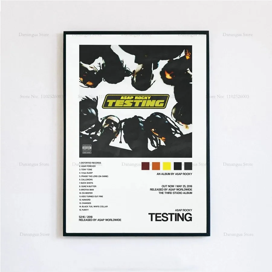 Nieuwe ASAP Rocky Testen Live Liefde D.M.B.Tracklist Muziek Album Cover Poster Prints Wall Art Schilderen Foto Foto kamer Home Decor