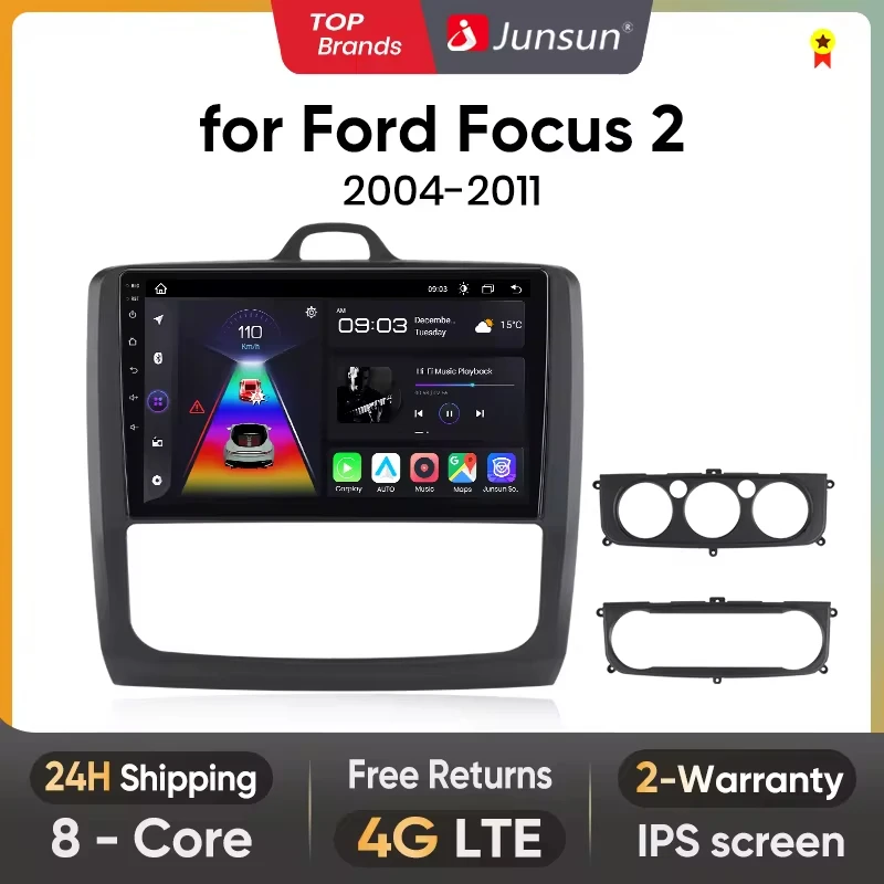 Junsun Wireless CarPlay Android Auto Car Radio for Ford Focus 2 Mk2 2004 2005 2006-2011 RDS GPS 4G WIFI Multimedia autoradio