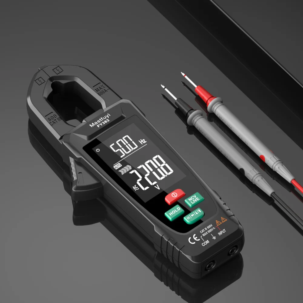 MASTFUYI Pinza amperometrica digitale automatica a grande schermo Amperometro portatile Multimetro a pinza 10000 conteggi Vero RMS con rilevamento NCV