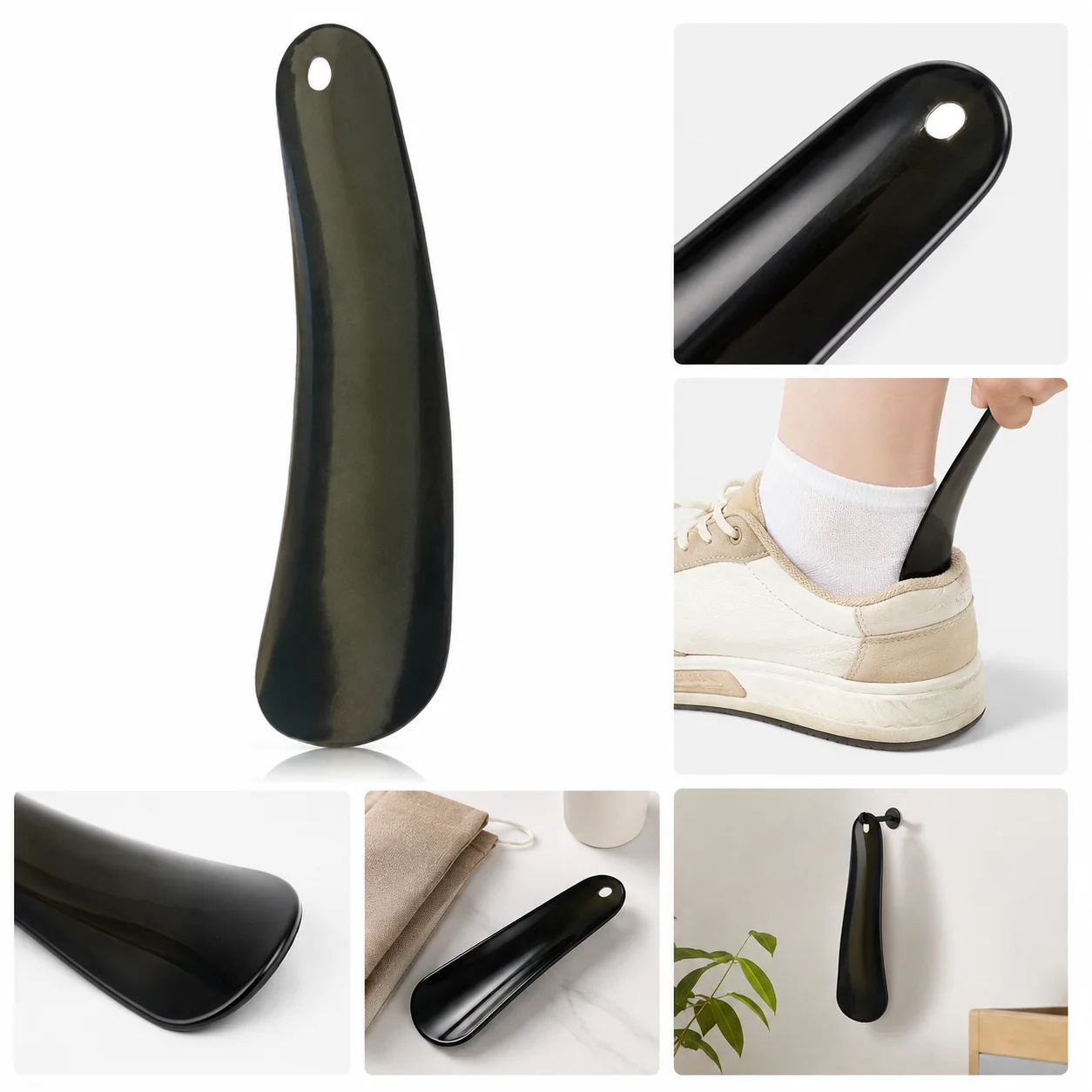 1pc Portable Shoe Horn  Plastic Shoe Lifter Smooth Curved Shoehorn for Men Women Elderly Daily Home Travel Use