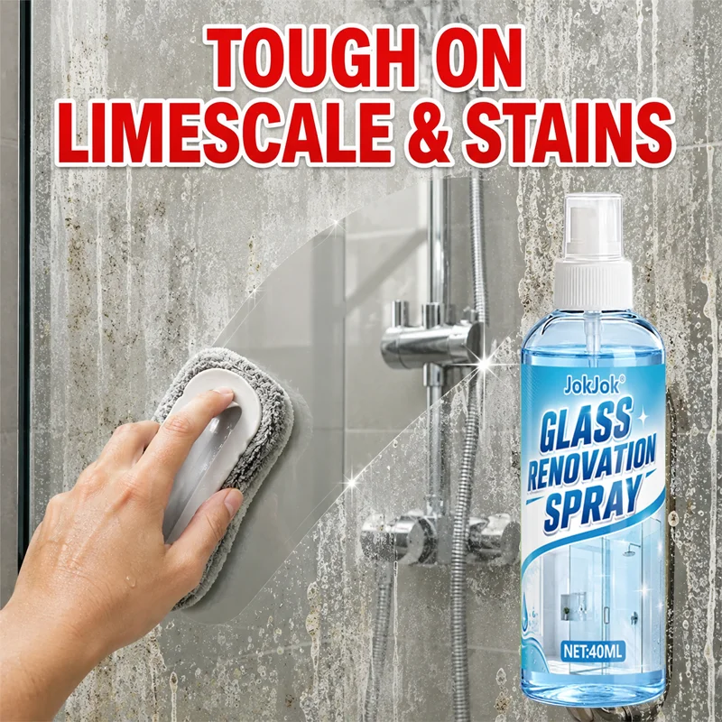 Powerful Bathroom Glass Polish Gel • Hard Water Stain Remover & Scale Cleaner for Shower Doors, Tiles, Stainless