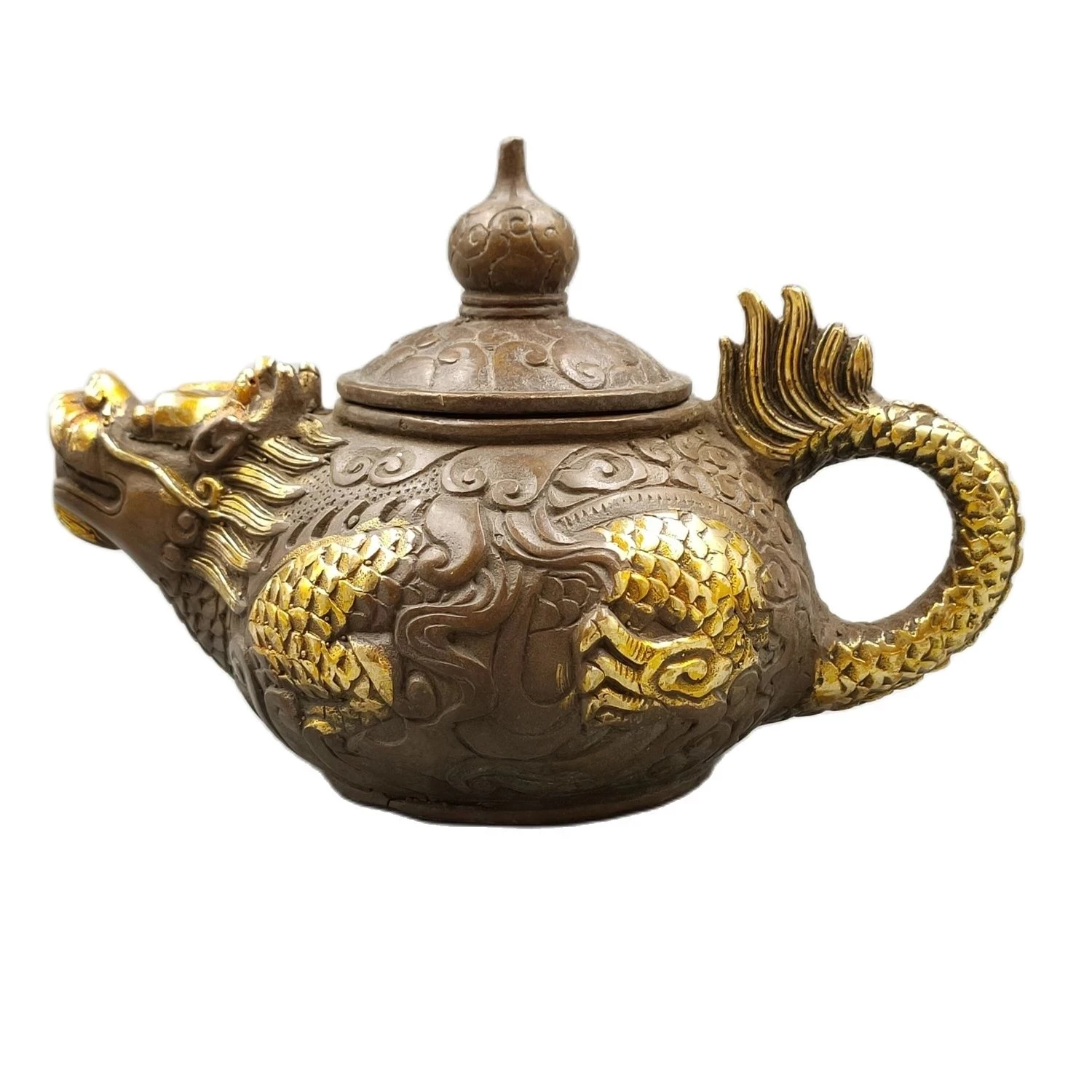 

Chinese Old Bronze Dragon Teapot ,Good condition Antique Pot, Home Art Decoration Metal Crafts For Christmas/holiday gifts