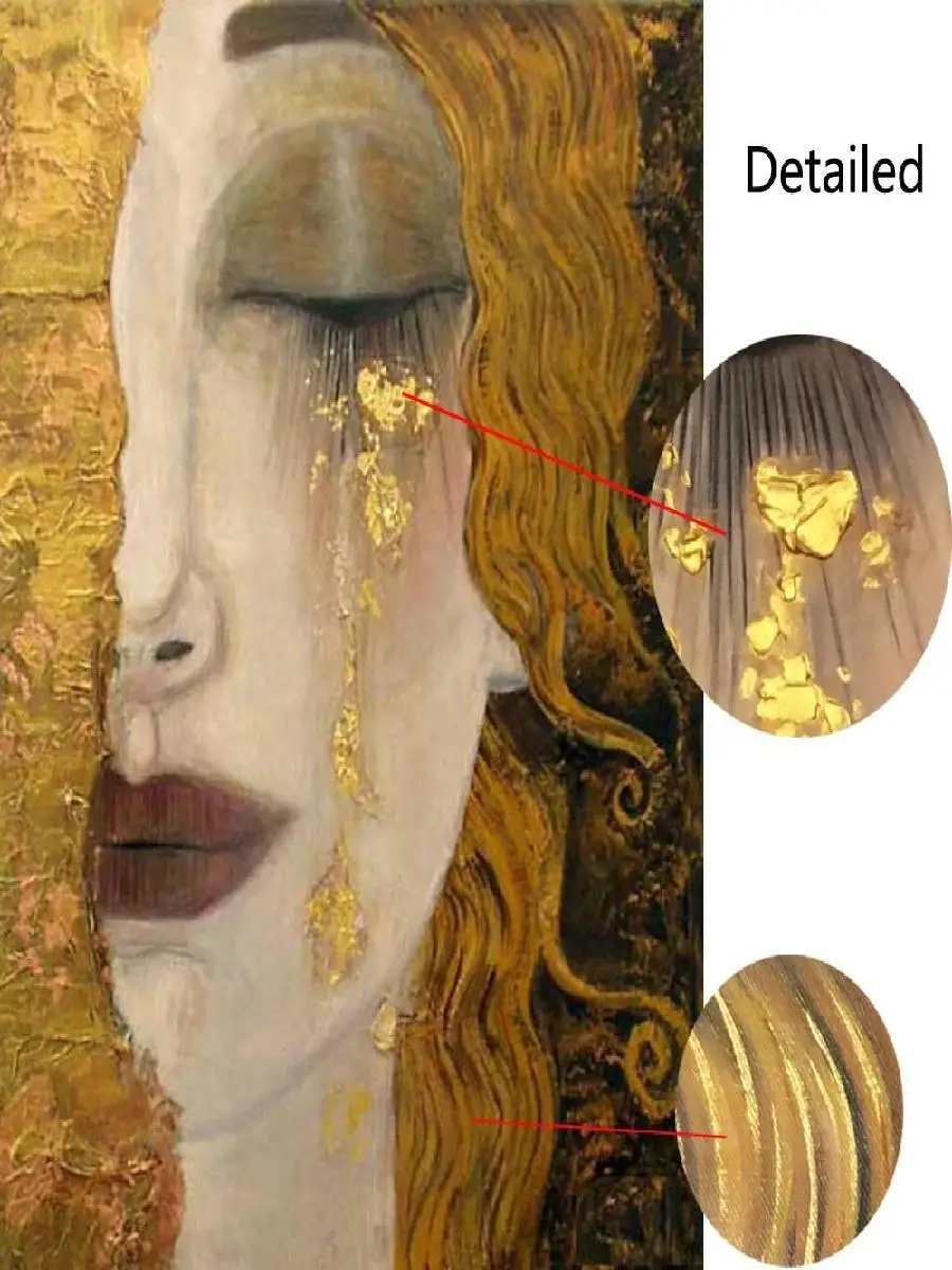 Gustav Klimts The Woman in Gold HandPainted Canvas Art  Elegant Gold Leaf Wall Decor for Bedroom