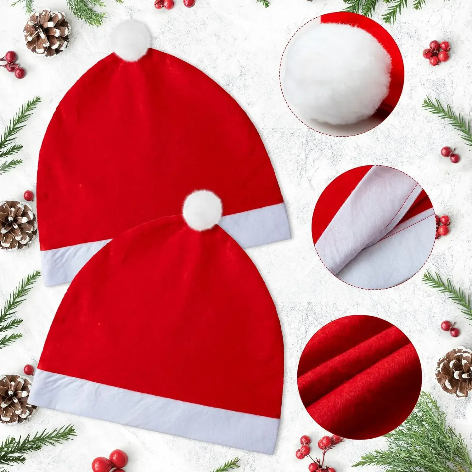 1-20PCS Christmas Car Headrest Cover Santa Hat Seat Protector for Auto SUV Truck Van Interior Xmas Party Winter Home Decoration