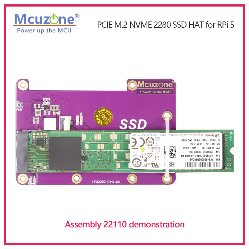 (Model: MPS2280)PCIE M.2 NVME 2280 2230 2242 Gen3 topi SSD untuk Raspberry Pi 5