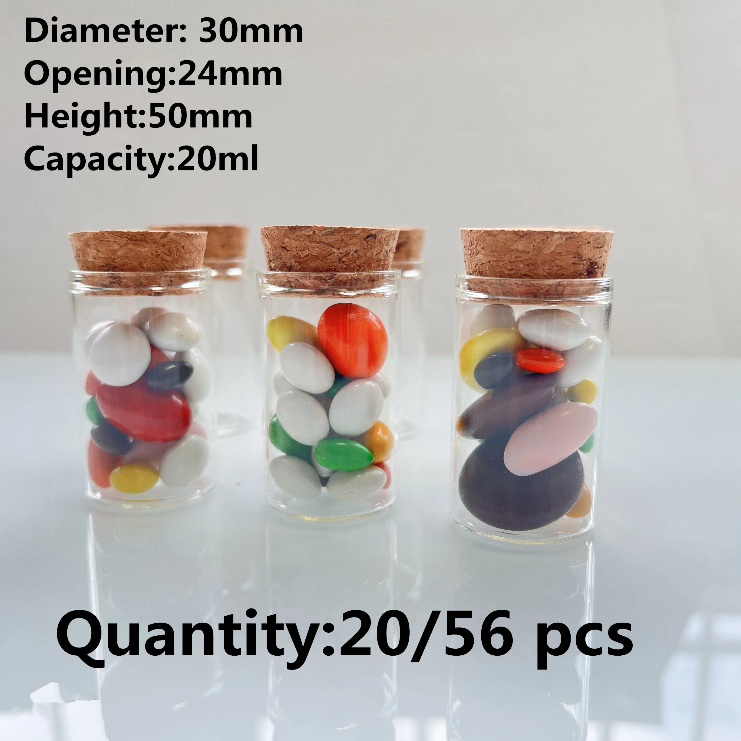 

Decorative glass tube 20/56 PCS 24*30*60mm 25ml Small Glass Bottle Corks Container Mini Glass Jars Vial Bottle DIY Craft