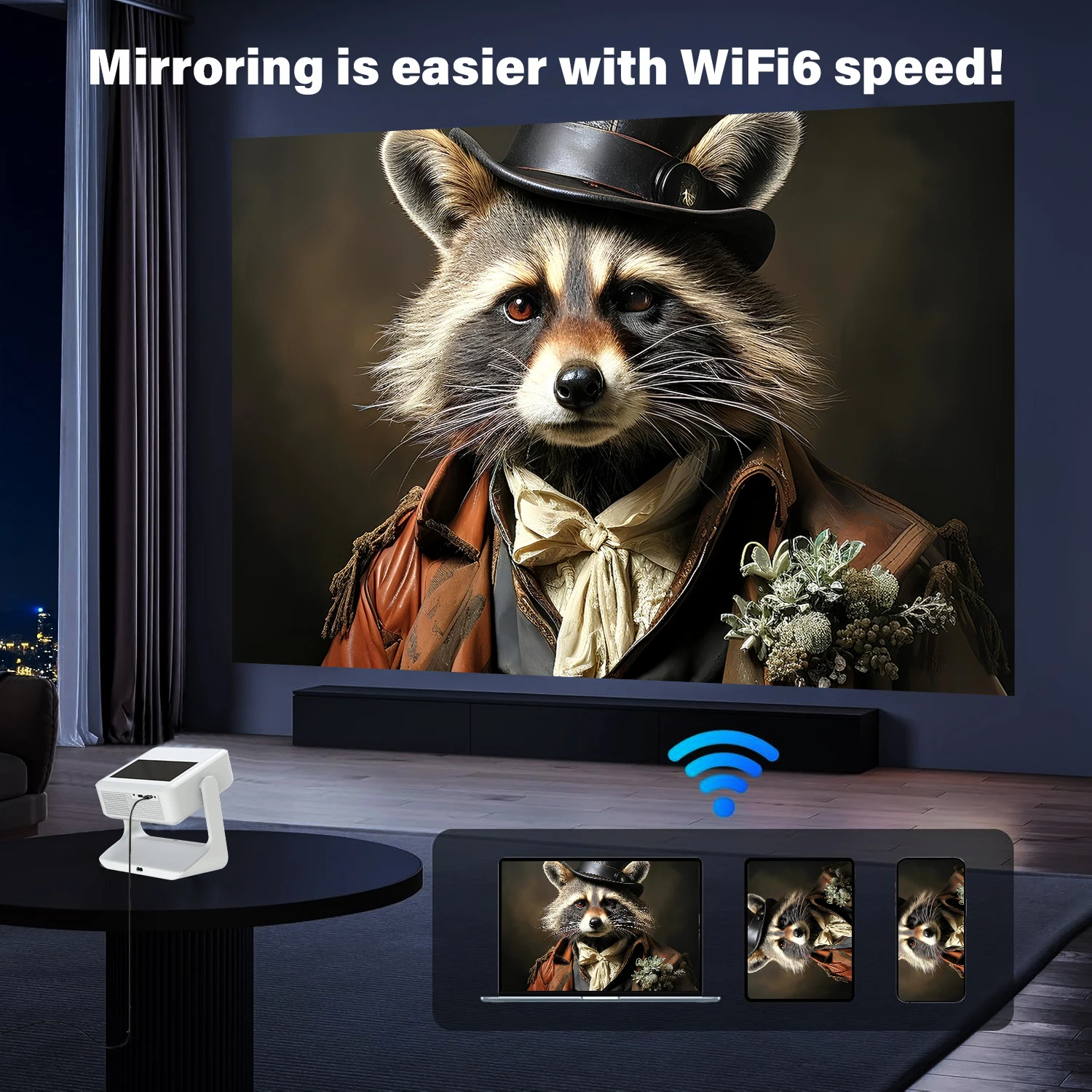 جهاز عرض Aepuosem A2pro Smart 4K - 1080P، شاشة مزدوجة، شاشة تعمل باللمس، نظام Android، الألعاب وKTV