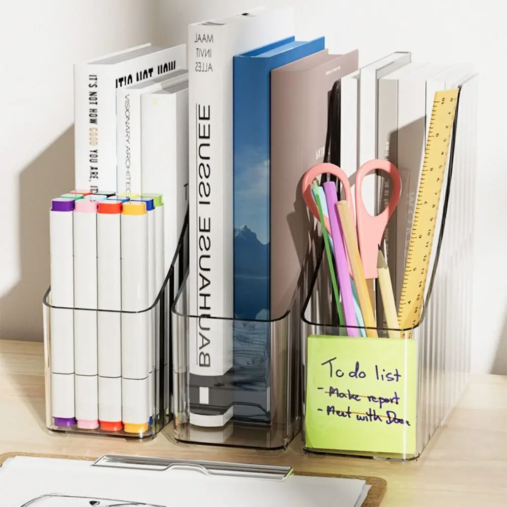Transparent Vertical Magazine Rack Single Slot Minimalist A4 Storage Filing Box PET Desktop File Storage Box Desktop Supplies