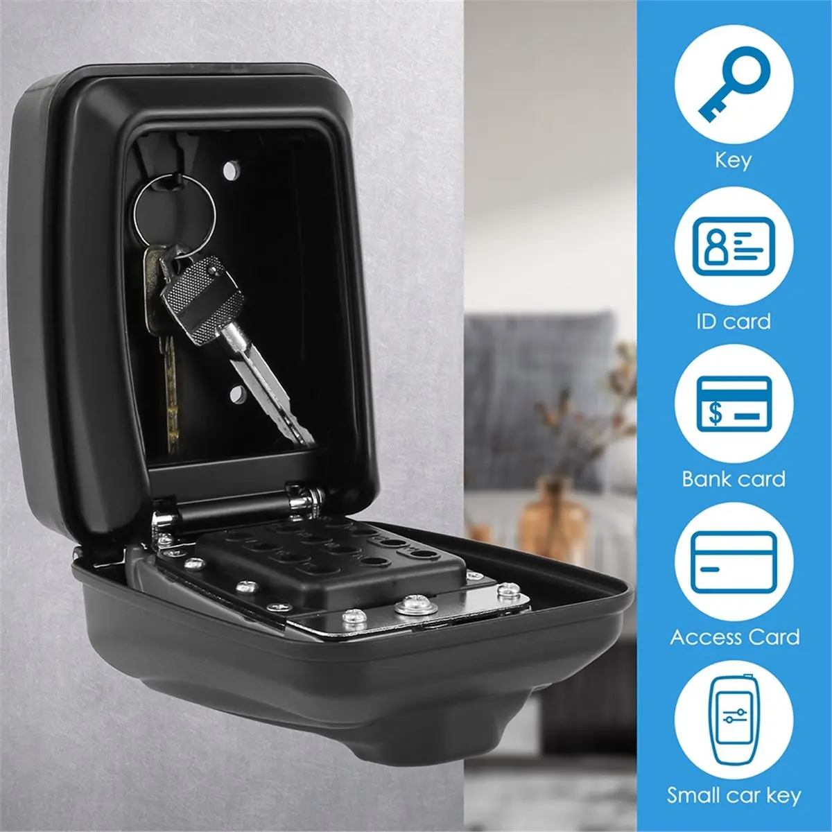 goodidea Key Lock Box Wall Mount Weatherproof Security Key with Secret Code Combination,No Key Needed,Outdoor Home Key Organizer