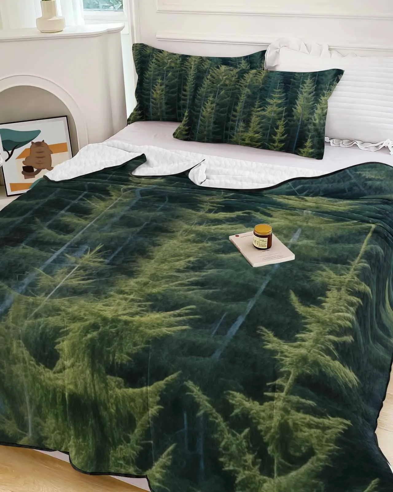 

Wallpaper Forest Tree Autumn Cooling Blankets Air Condition Comforter Lightweight Summer Quilt for Bed Soft Thin Quilt