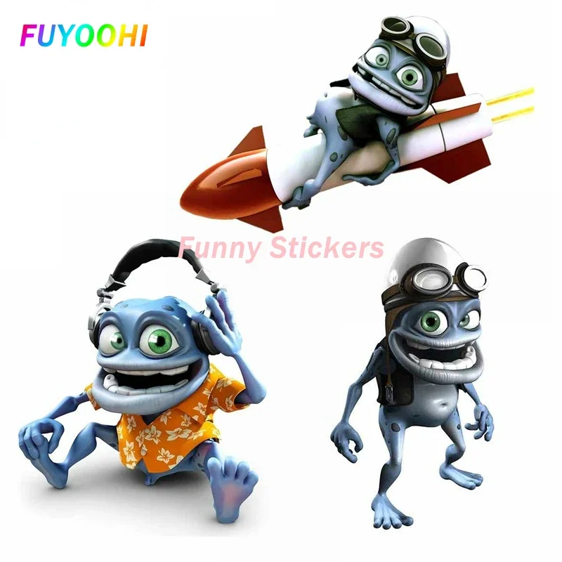 FUYOOHI Play Stickers Funny Cartoon Crazy Frog Modeling Car Stickers PVC RV Auto Motocross Racing Portable Helmet Trunk Decals