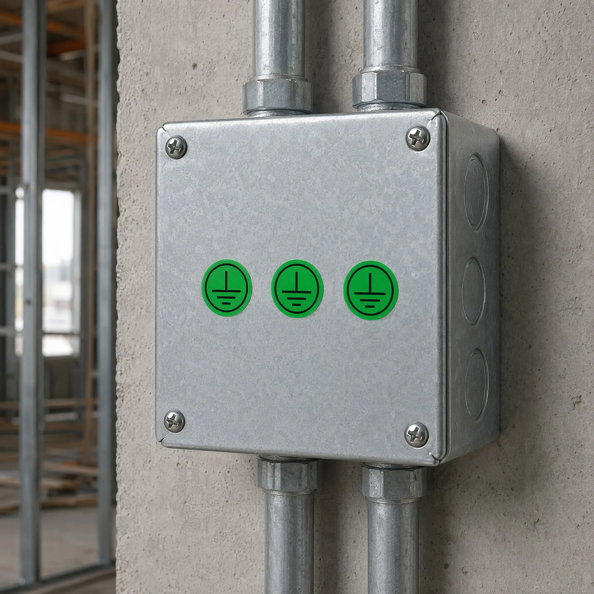 10Pcs Ground Connection Warning Stickers Grounding Tag Electrical Safety Labels for Factory Construction Site Outdoor Use