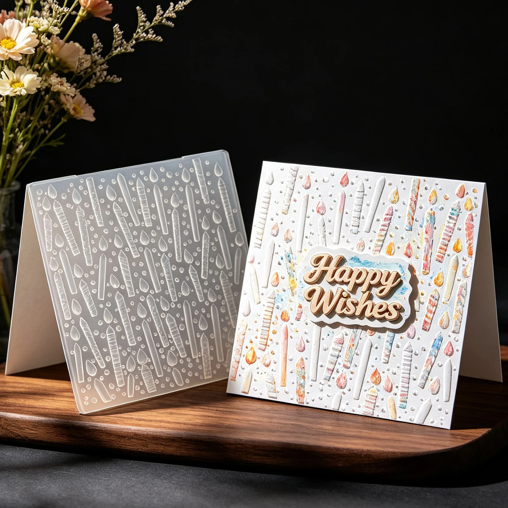Vollflächige Kerzenverzierung, Musterdesign, geprägtes Brett, handgemachte Dekoration, dreidimensionales Präge-Werkzeug, kreatives Papier – Detail 10