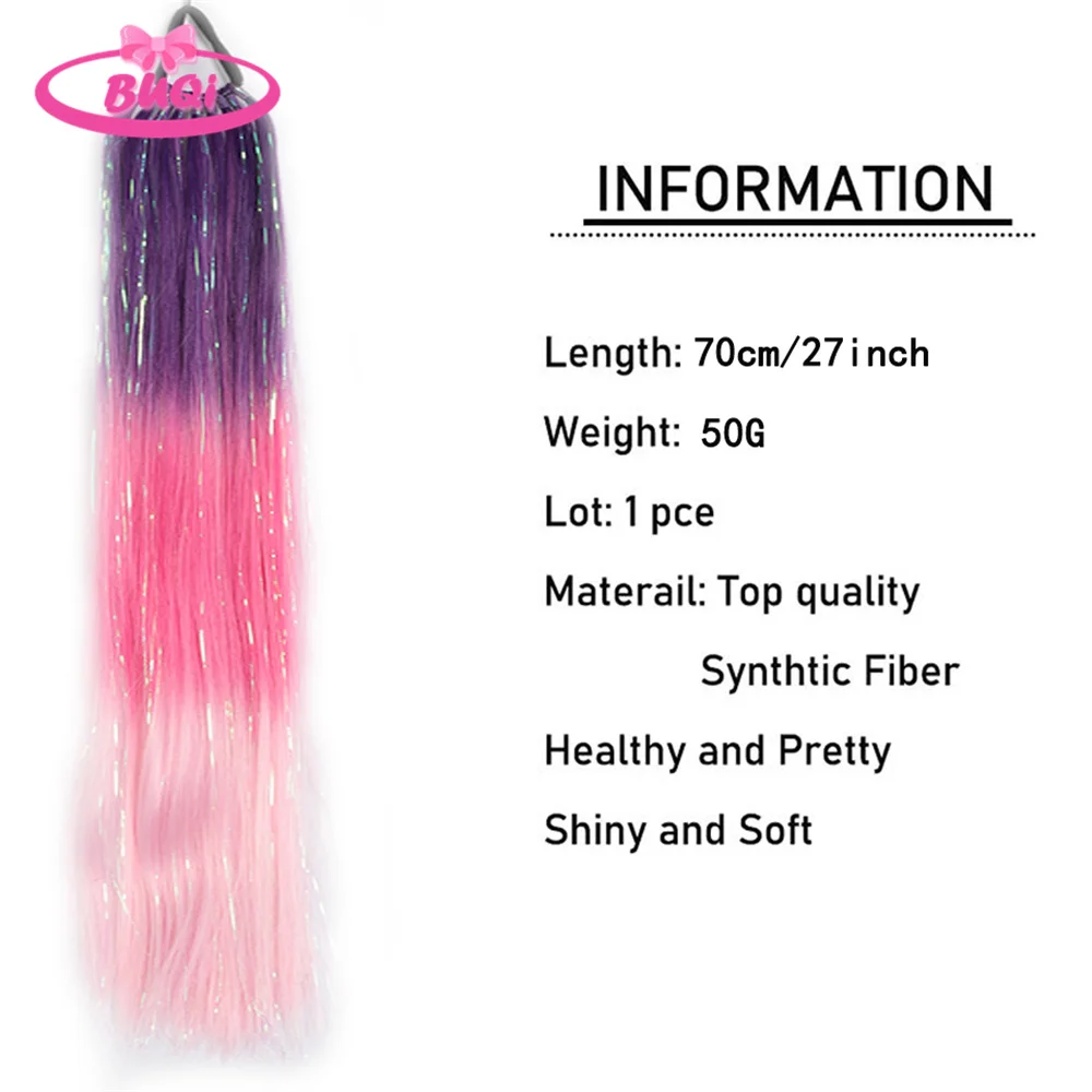 Colorful Ombre Ponytail Extension Straight Braiding Hair With Elastic Tie Colored Braiding Hair Cheerleading Hairstyle Ponytail