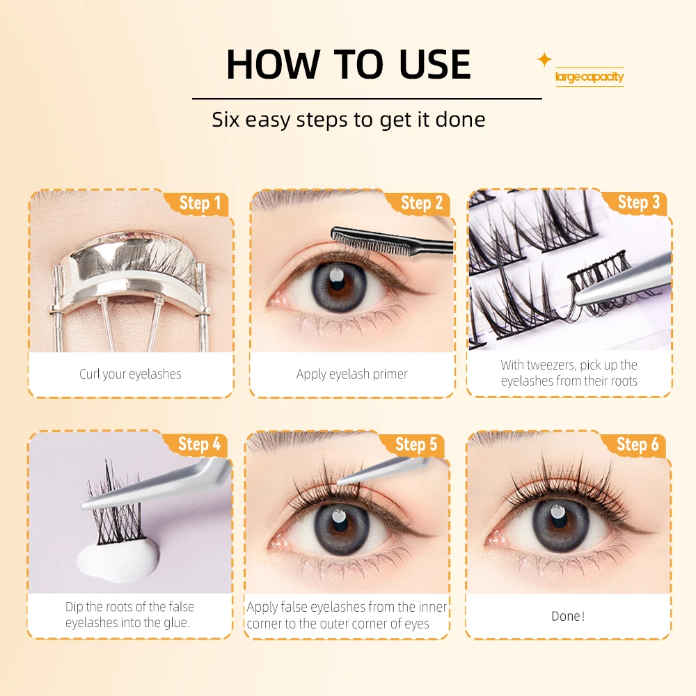 Yelix-Grappes de cils naturels, DIY Manga Lashes, Transparent Terrier Strands, Soft False Eyelashes, 03Makeup