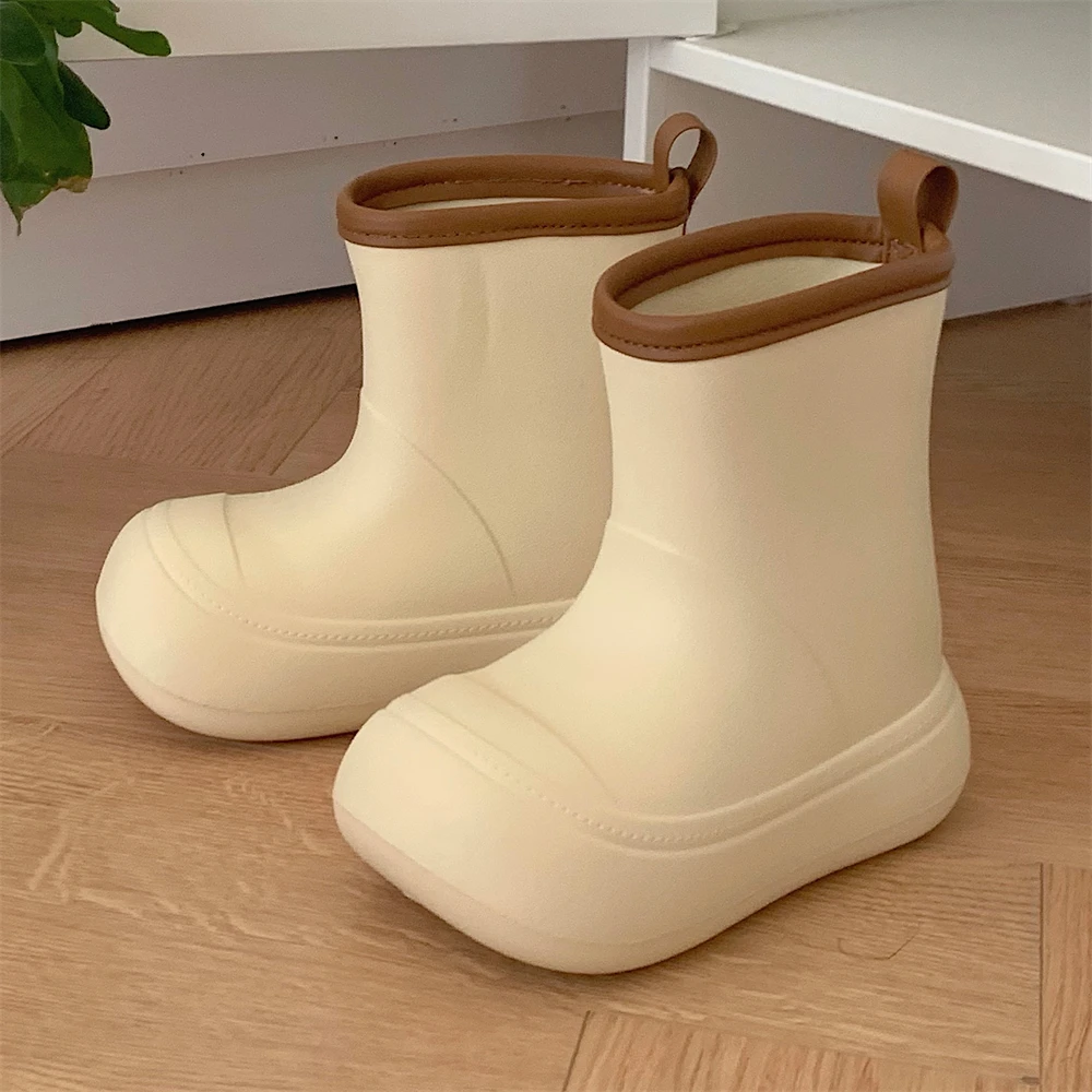 Universal Four Seasons Thick Bottom Outdoor Waterproof Anti-slip Parent-Child Rain Boots Women's Fashion Color Block New Styl...