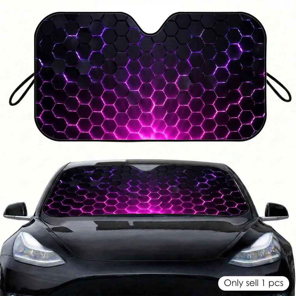 Hexagon Grid Sun Visor Portable Car Front Windshield Sun Curtain Heat Insulation Auto Sun Protection Accessory