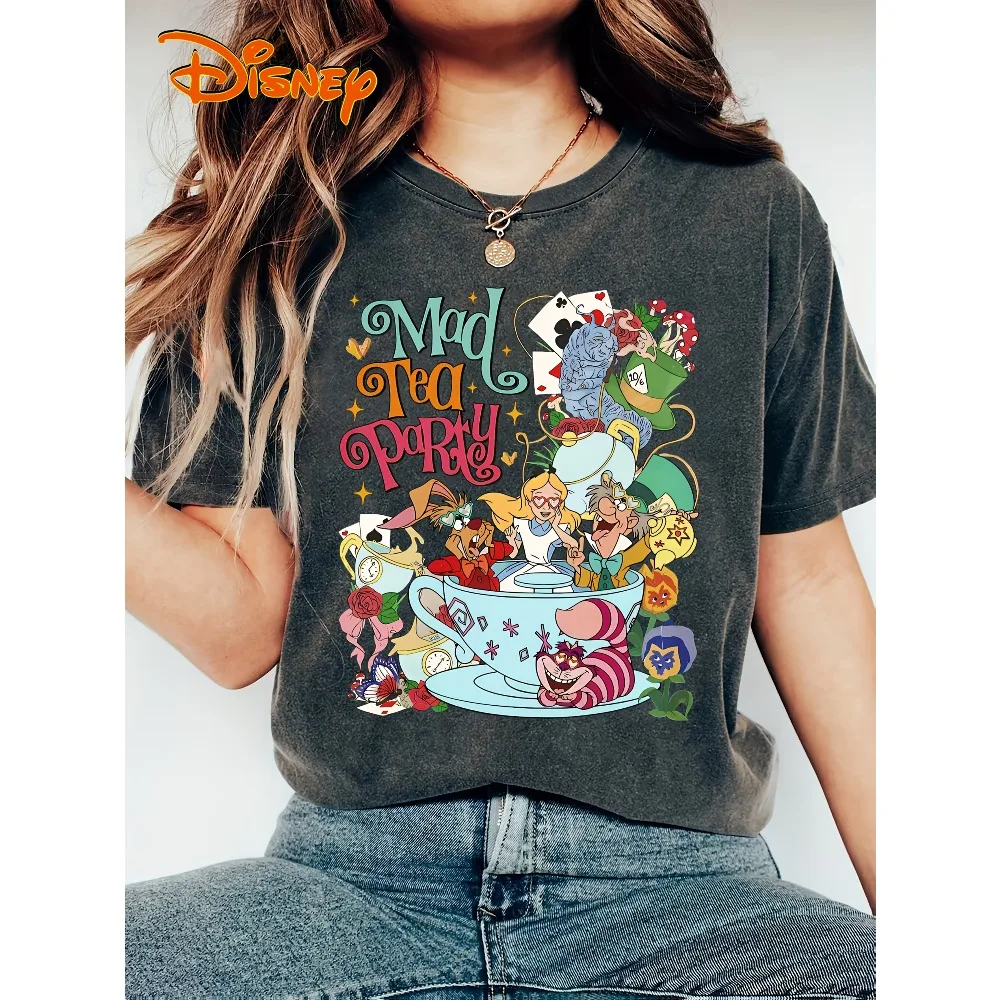 

Футболка для чаепития «Алиса в стране чудес» «Безумный Шляпник» в стиле ретро, женский дышащий повседневный топ с короткими рукавами и принтом персонажей мультфильма