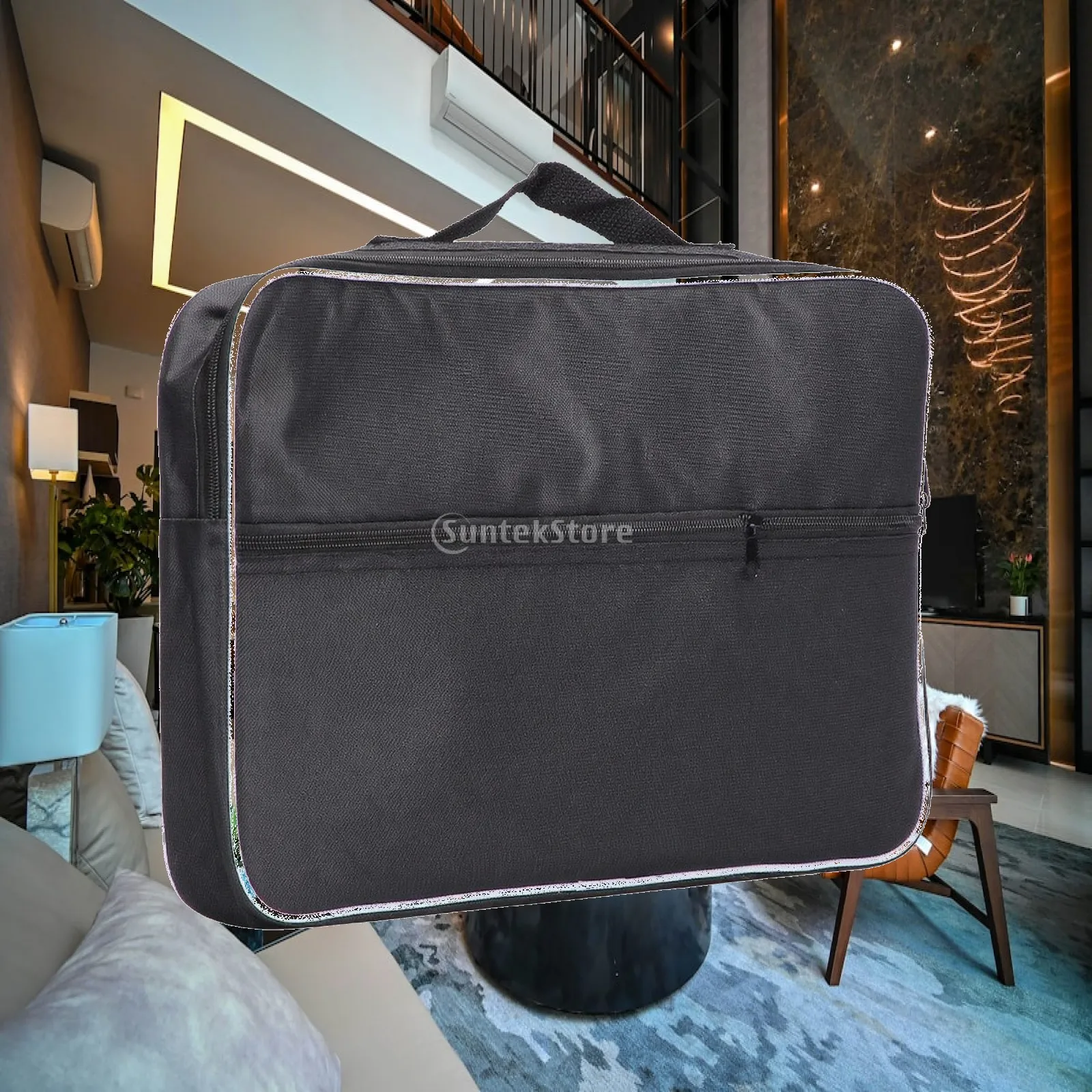 Soft Lyre Harp Transport Bag with Handles Adjustable Strap Pearl Cotton Lining for Rehearsal