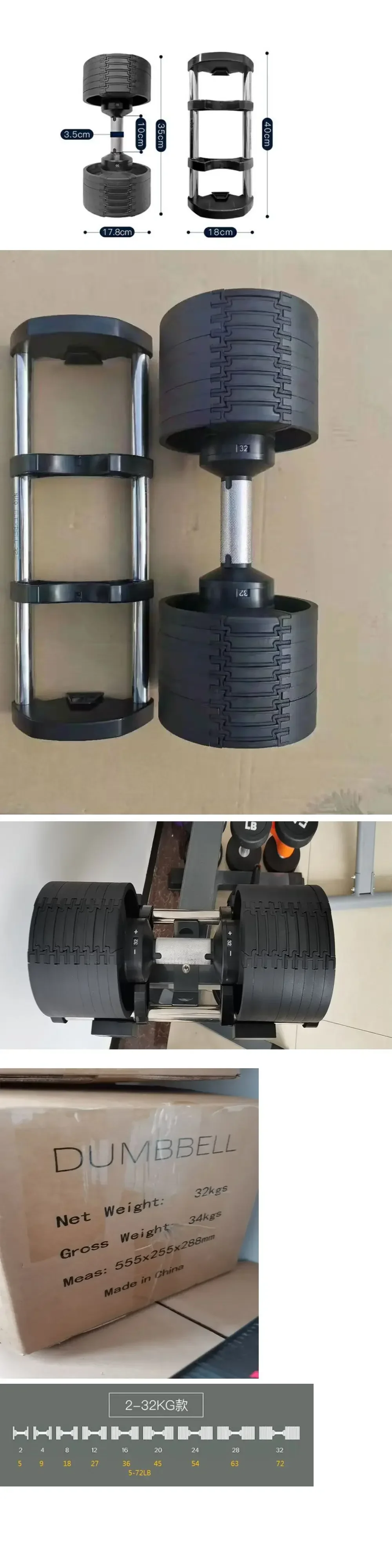 Top lebih murah 52lbs 90lbs 24kg 32kg 40kg baja Dumbbell dapat disesuaikan