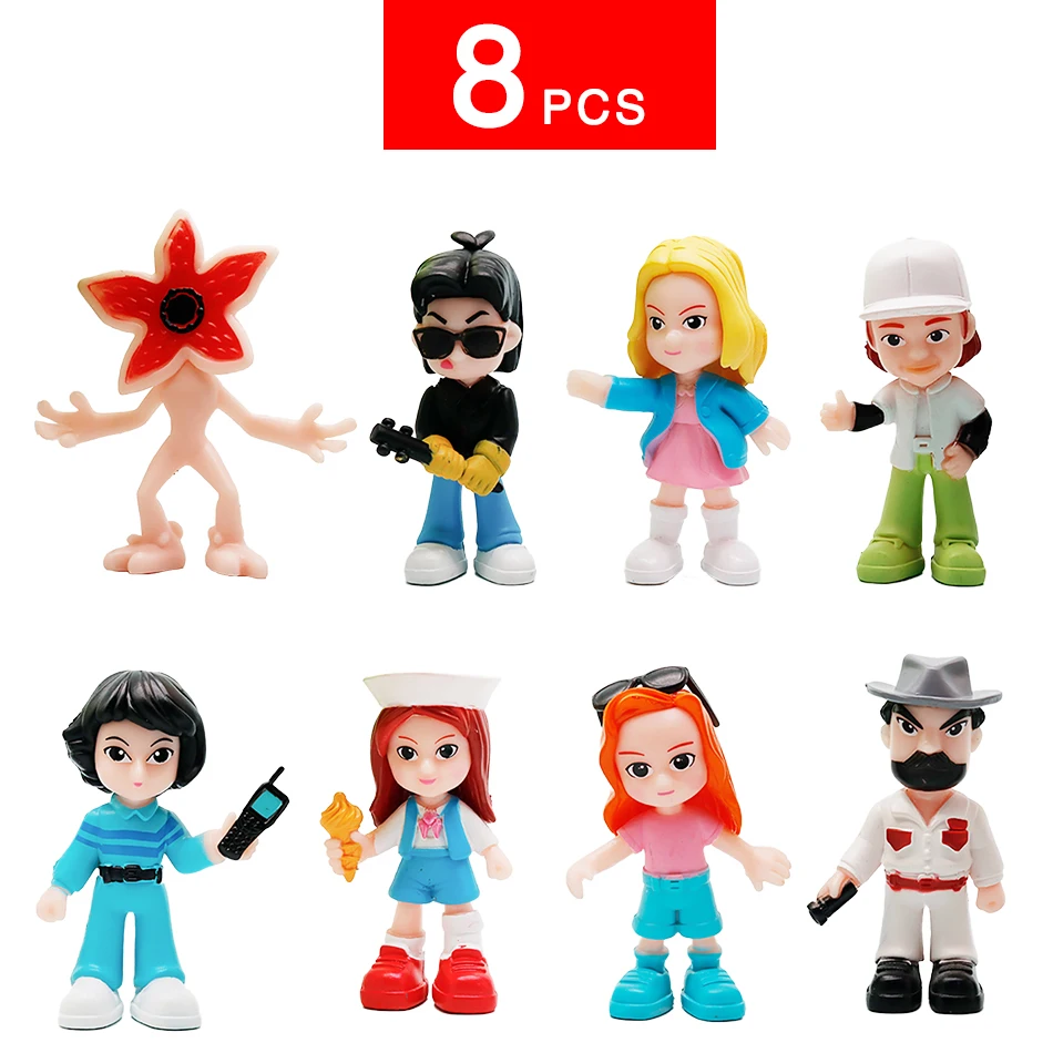 In Voorraad Hot 8 Stuks Stranger TV Speelt Zal Byers Elf Figuur Model Dingen Anime Blind Box Speelgoed Cartoon Decoratie collectie Gift