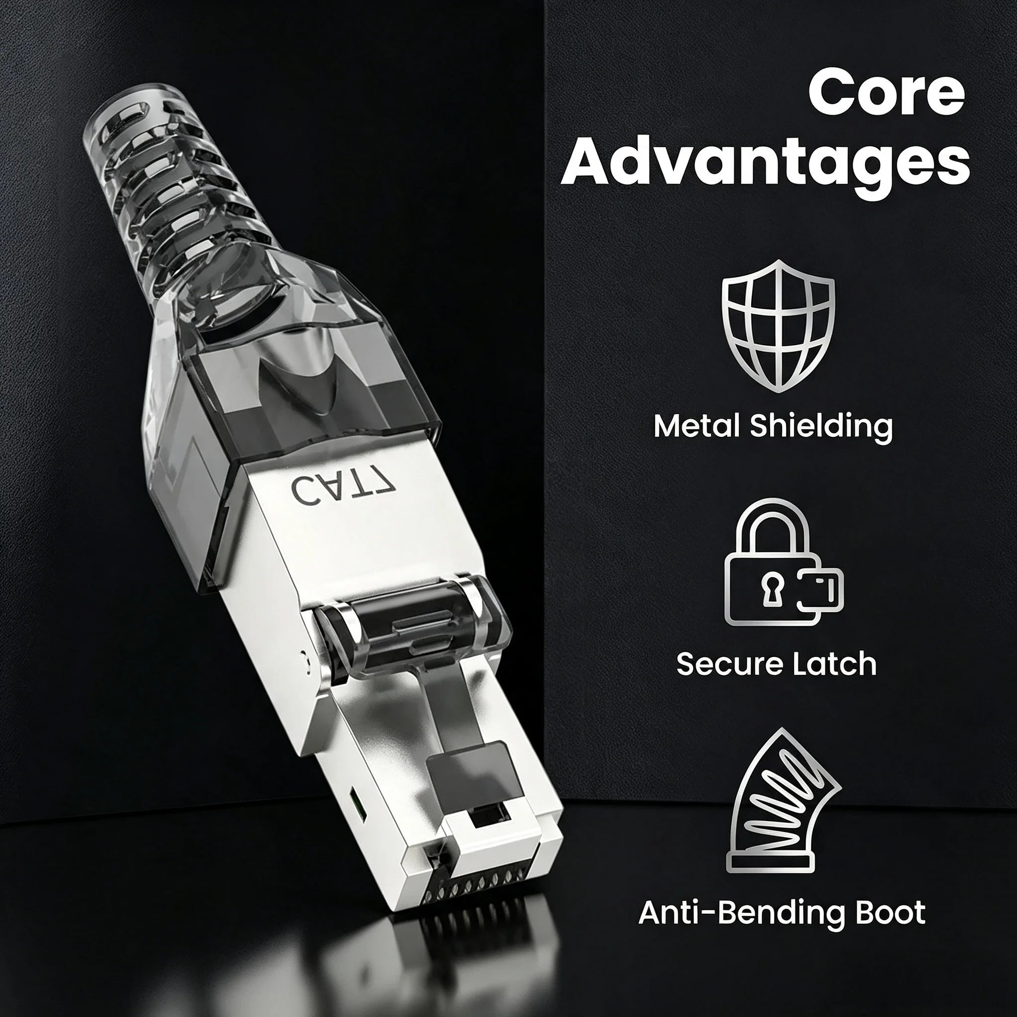SUMMITEK RJ45 Cat8 Connector Tool-Free Toolless RJ45 8P8C Crimp Termination Plug Reusable Shielded for Ethernet