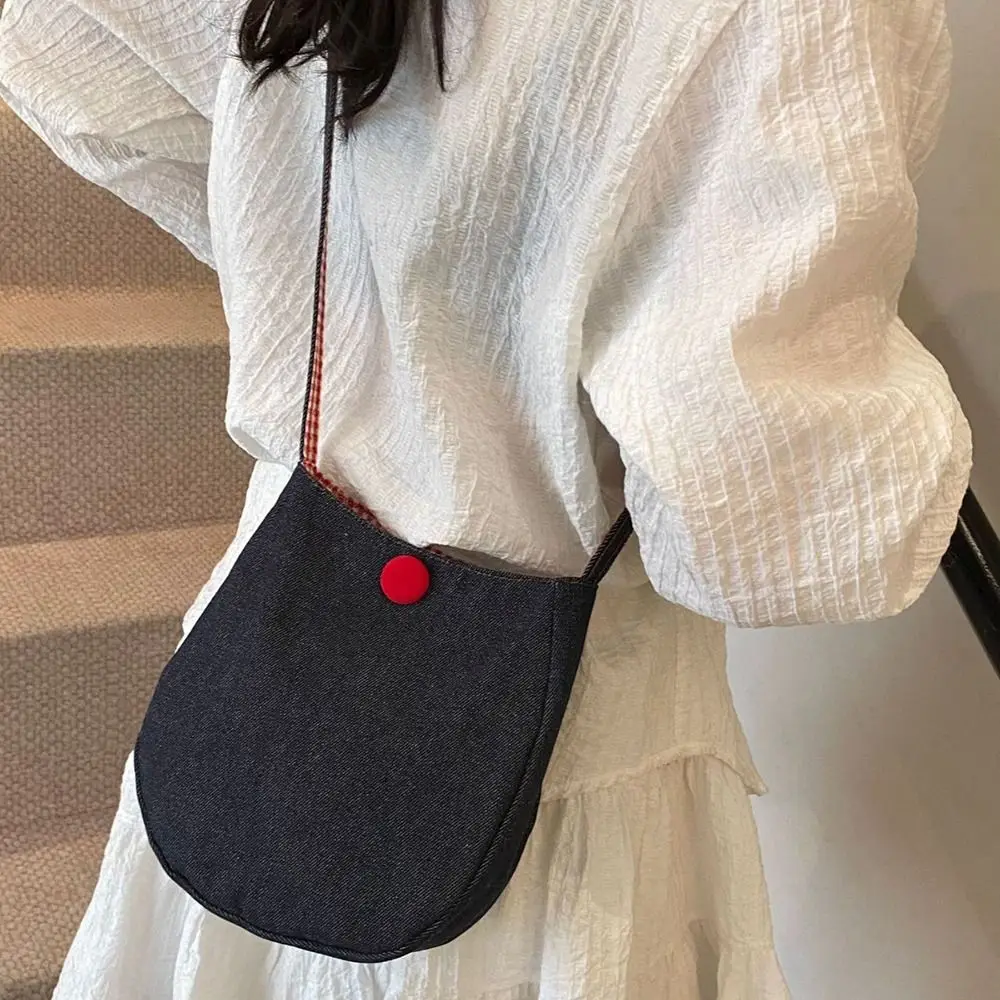 Casual schattige kleine vierkante tas geruite denim crossbody telefoonzakje dubbelzijdig beschikbare opbergtas raster schoudertas buiten