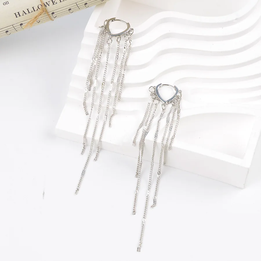 Stainless Steel Heart Shape Hollow Long Tassel Earrings Dangle Jewelry for Women Party Daily Wear 2026 Trendy Accessories