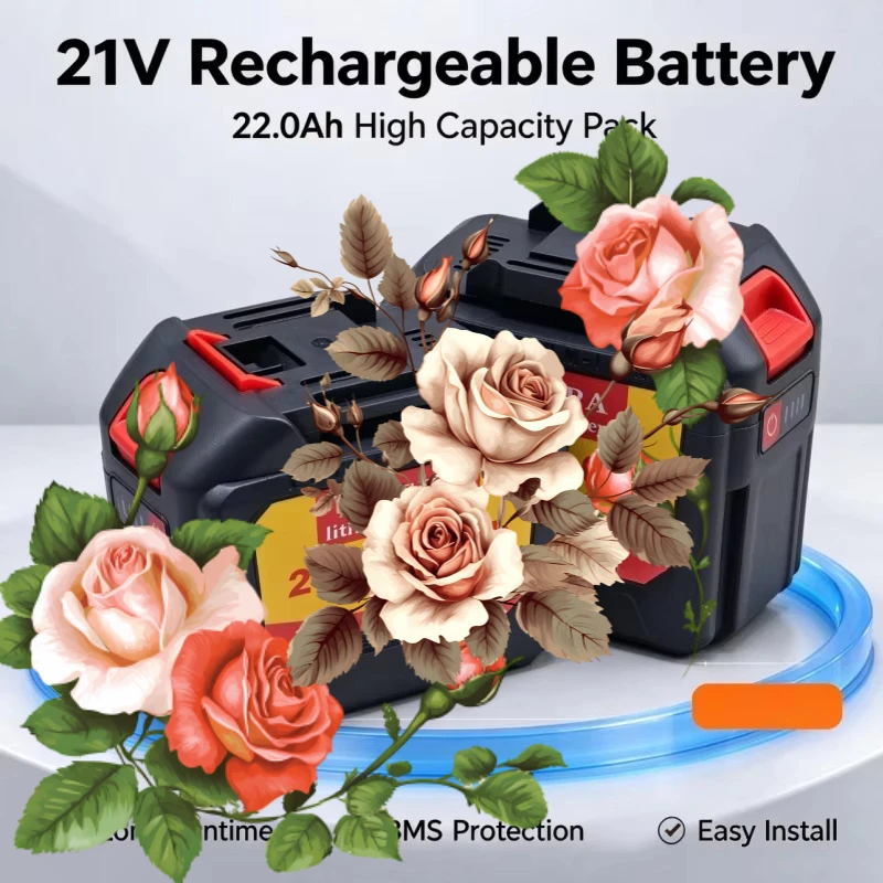 21V 22Ah High Capacity Rechargeable Lithium Battery Pack, 5S4P Balanced Cell Layout for Professional Use