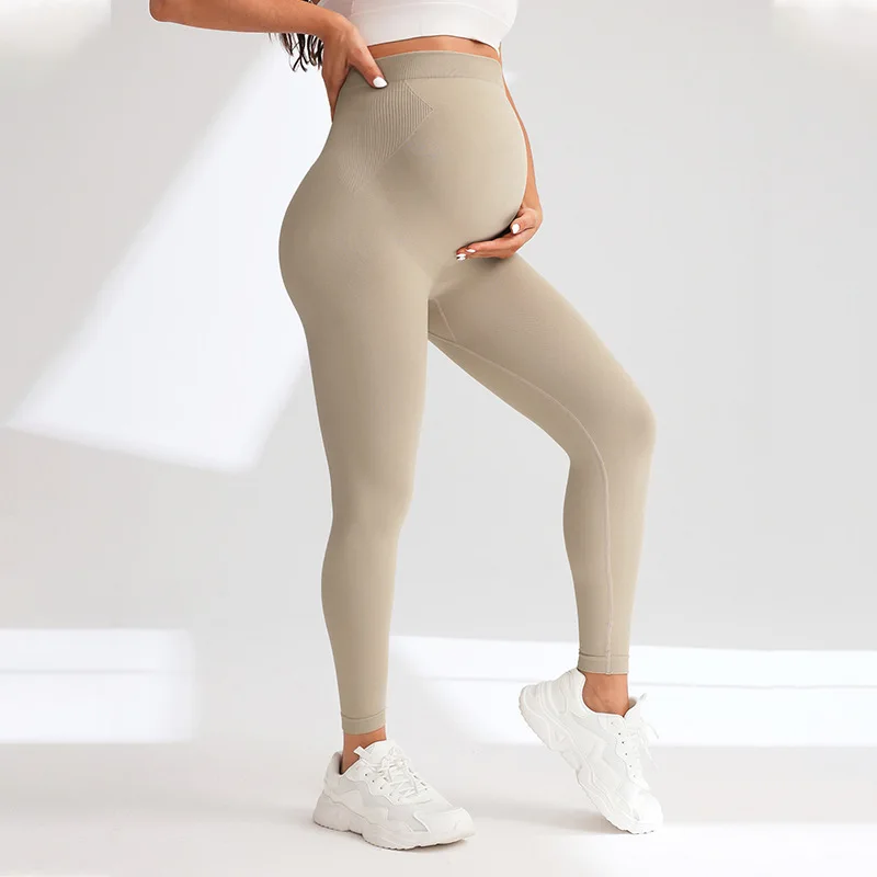 

Maternity Yoga Pants Slim-fitting High-waisted Seamless Maternity Leggings Women's Tight Black Sports Maternity Pants