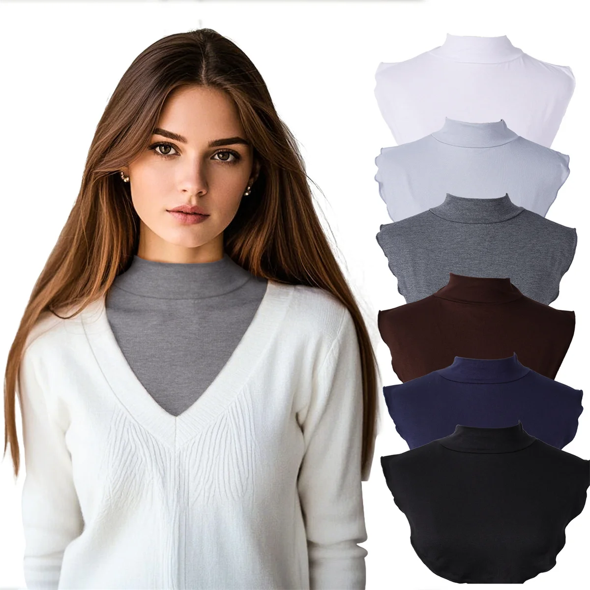 [High-quality mercerized cotton] New style fake collar shirt cover modal fake collar scarf solid color bottoming shirt cover