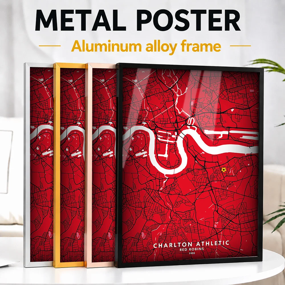 Charlton London Street Map Framed Aluminum Metal Poster Personalized Line Drawing Wall Art For Living Room And Travel Agency