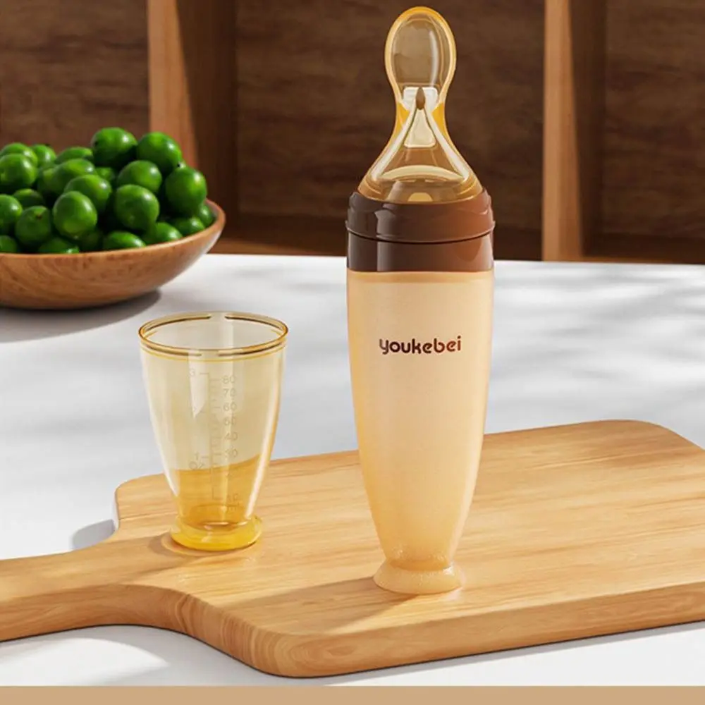 Silicone Baby Squeeze Spoon High Temperature Resistance Soft Tip Milk Feeding Bottle Convenient Flexible Food Supplement Bottle