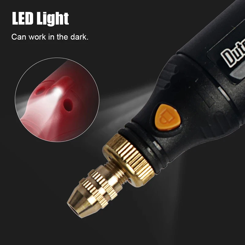 Mini grinder USB wireless drill rechargeable battery engraving machine LED light 5-speed adjustable rotating power tool