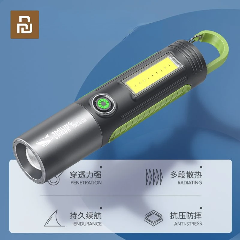 Xiaomi Outdoor Flashlight Portable Strong Light Variable Focus with Floodlight Side Lights Home Portable LED Flashlights Camping