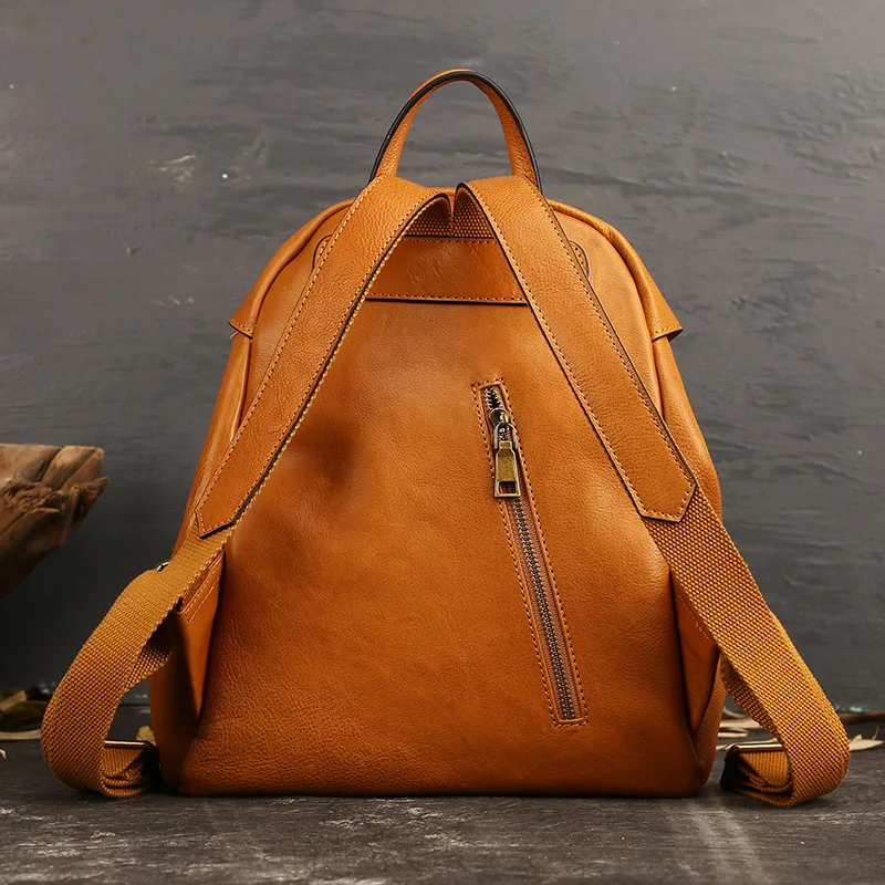 Vintage Genuine Leather Backpack Woman Soft Cow Leather Shoulder Bags Fashion Ladies Cowhide Travel Ruchsack