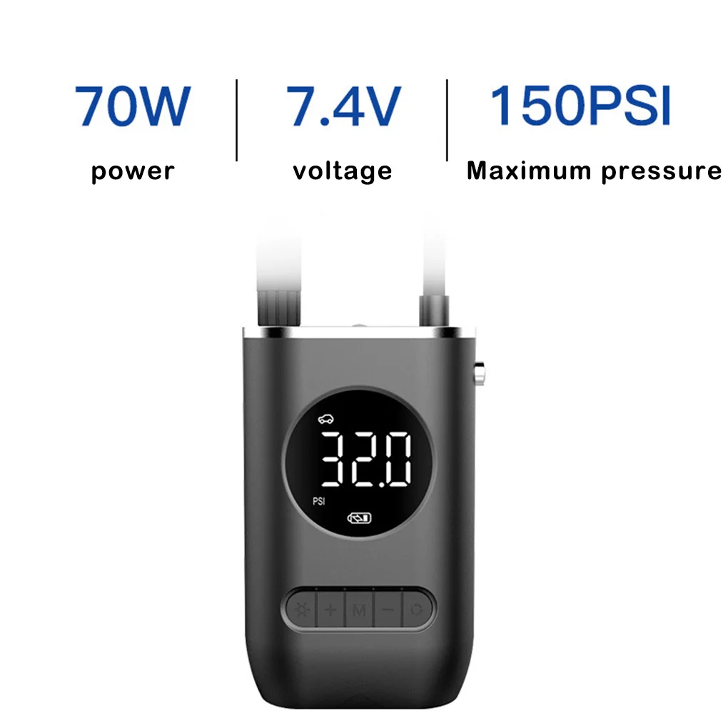 Air Compressor Tire Inflator Car Supplies Rechargeable Bike Universal Multipurpose Inflation Pump Clear LCD Screen
