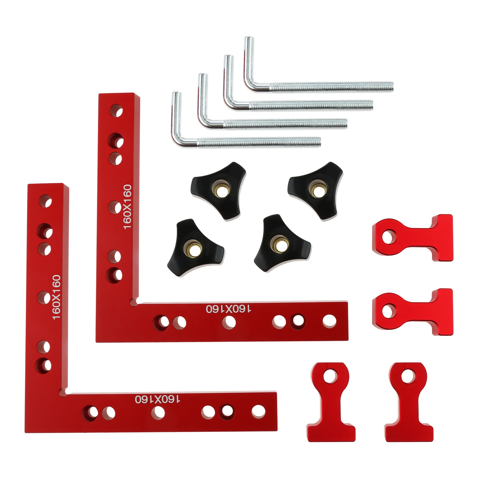 

Alloy Carpenter Positioning Squares Kit 6.3"/160mm Right Angle Corners + 4 Clamps L-shape Adjustable Woodworking Craft Tools