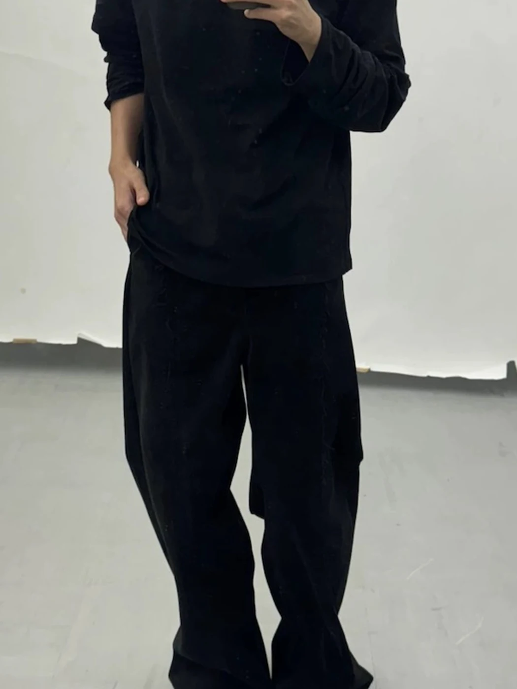 

Retro American Sle Patchwork Loose Fit Straight Leg Corduroy Casual Pants ex Irregular Fuzz Light Weight Long Trousers