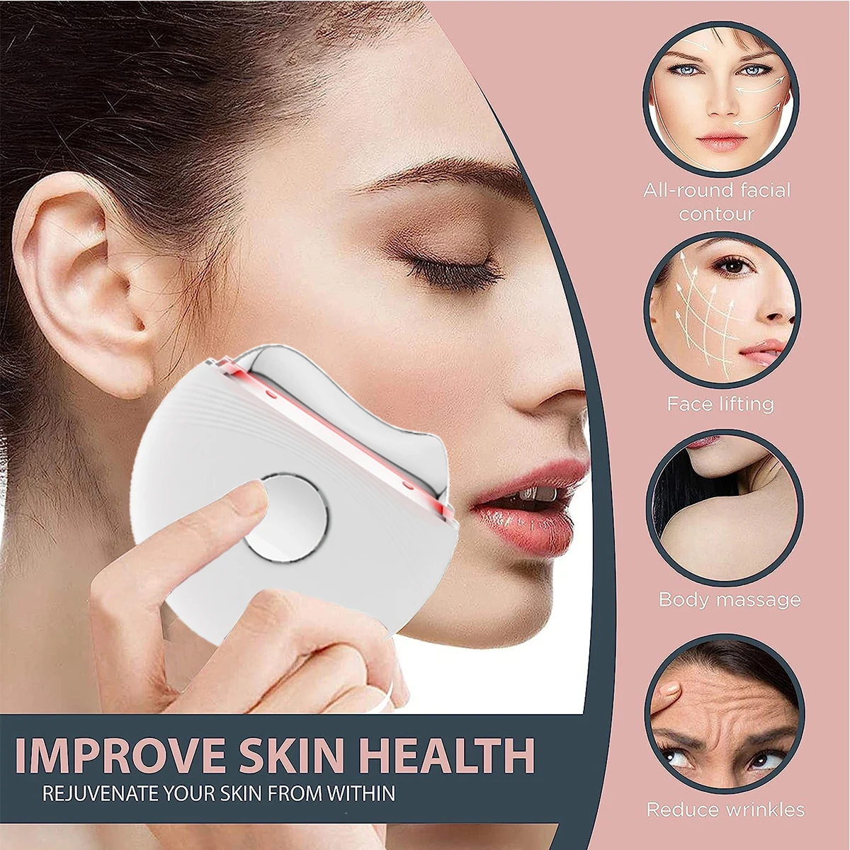 Ems Facial Massager Microcurrent Facial Device Beauty Instrument Led Hot Compress Face Lifting Tightening Machine Gua Sha Device