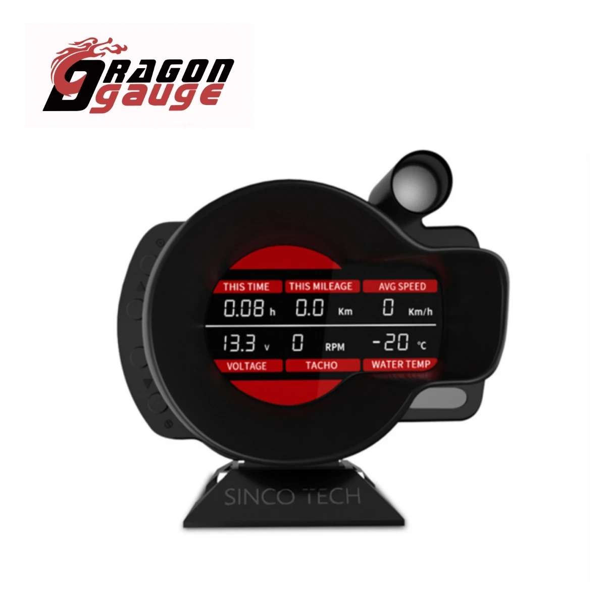 3.5 Inch Race Dashboard Multifunctional LCD Racing Gauge Speedometer with Alarm Function and Sensor Kit  for 12V Cars DO916
