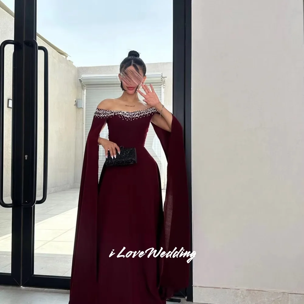 Бордовые вечерние платья без бретелек 2025 шаль из бисера трапециевидной формы длиной до пола, платья для выпускного вечера, плиссированные свадебные платья по индивидуальному заказу