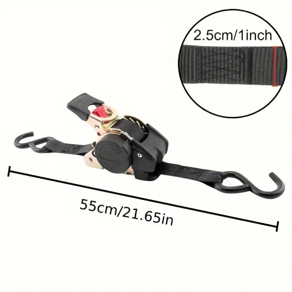Professional Retractable Ratchet Tie Down Strap Polyester Belt For Motorcycle Boat Cargo Storage Fixation Tool