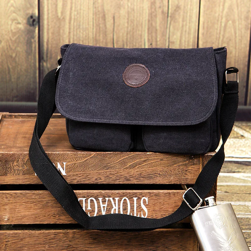 Retro Men\'s Single Shoulder Bag Canvas Korean Casual Business Messenger Bag Large Capacity Travel Crossbody Bag Quality Handbags