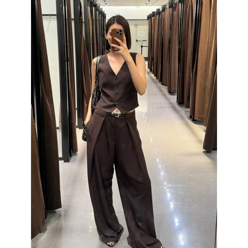 

Zaseries temperament high waist slimming casual pants wide-leg pants