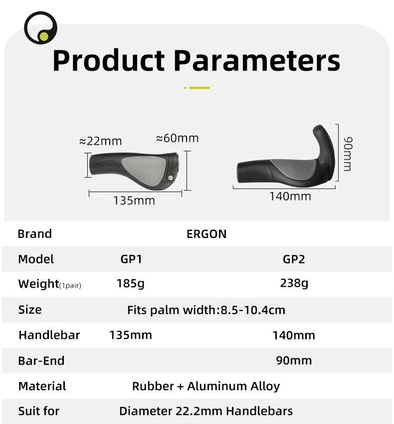 ERGON Mountainbike-Lenkergriffe GP1 GP3 GP5 Fahrrad Bar End Mount Klemmgriff Ergonomie Gummi Rennrad Lock Grip – Detail 2
