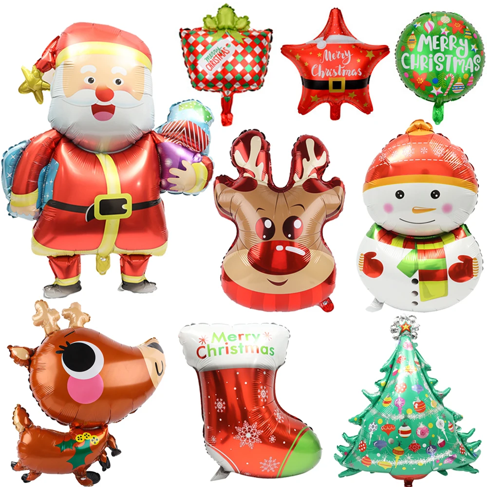 20/1Pcs Merry Christmas Foil Balloon Set Christmas Theme Santa Claus Snowman Latex Balloons New Year Party Decoration Supplies