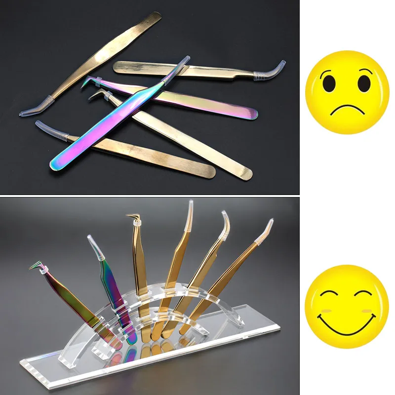 Eyelashes Tweezer Storage Holder Acrylic Makeup Tweezers Holder Rack Eyelash Extension Planting Tool Storage Stand Makeup Tools