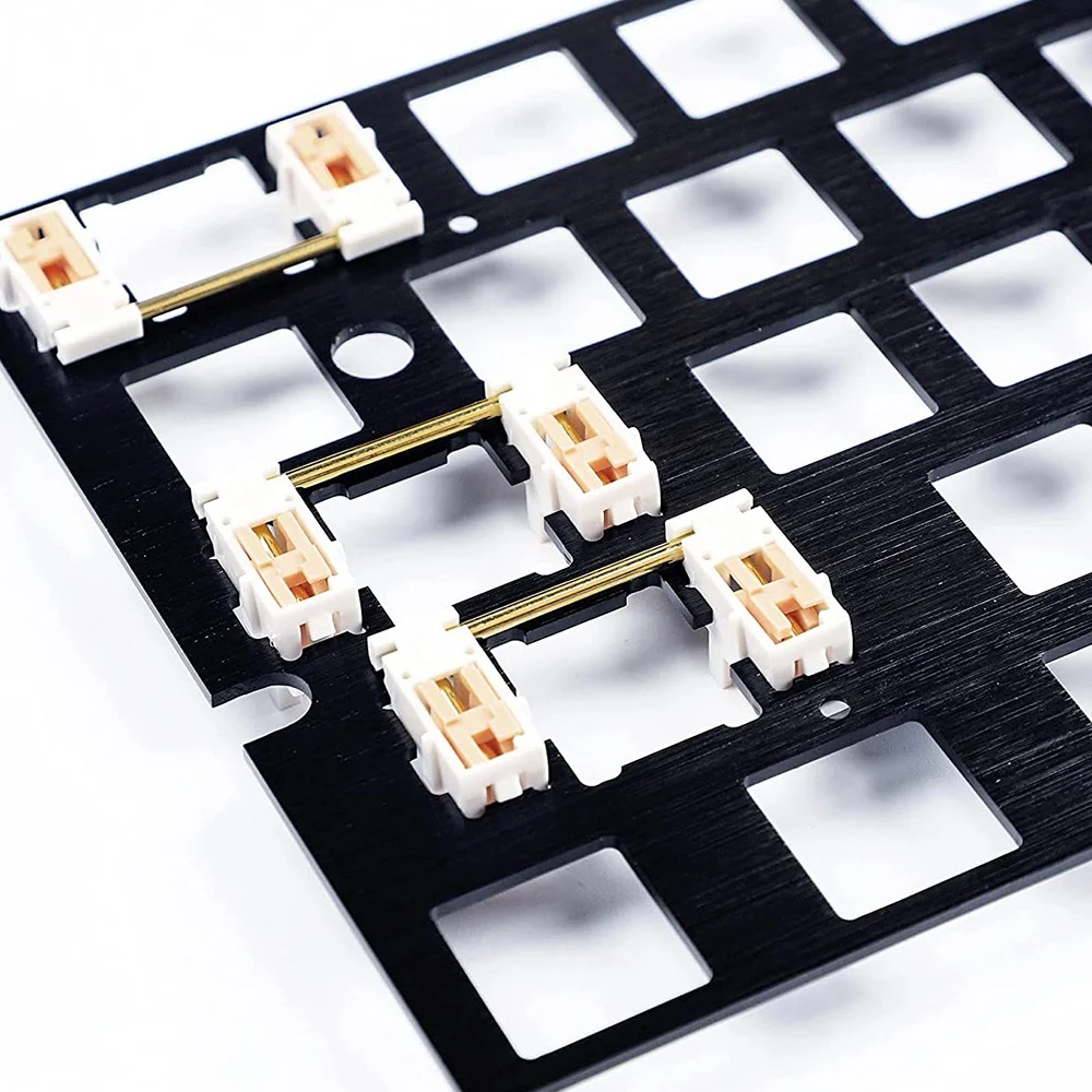 

B24A Gold Plated Plate Mounted Stabilizer for Custom Mechanical Keyboard 2U 6.25U (1+4, White Pink)